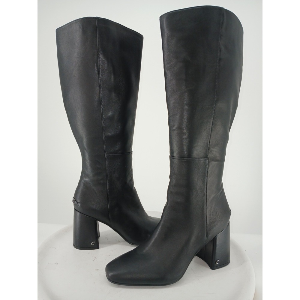 Circus by Sam Edelman Billie Tall Black Faux Leather Boots WIDE CALF SZ 10 C131